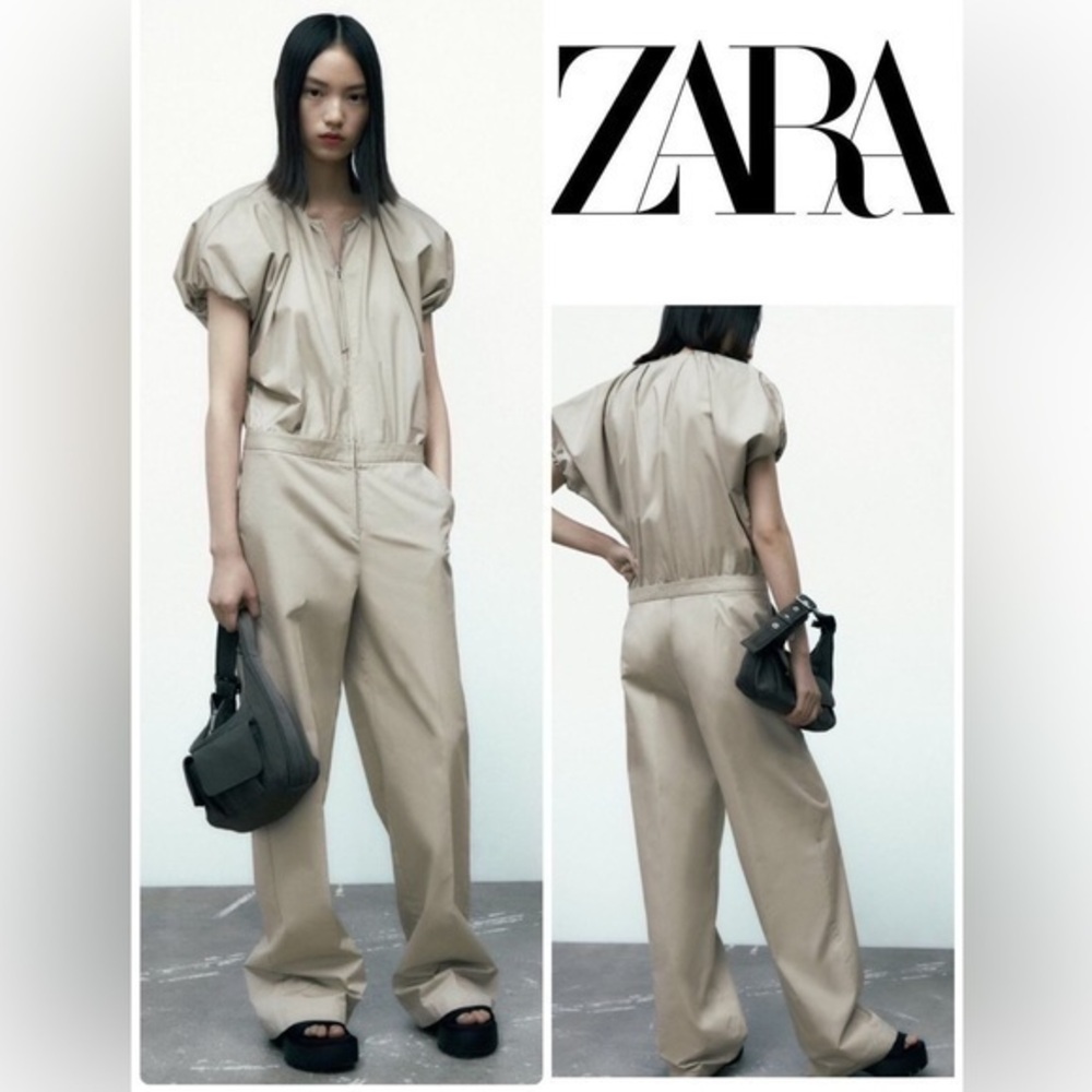ZARA Voluminous long leg puff sleeve jumpsuit 2465/226